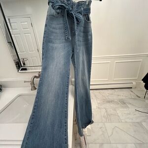 Flying Monkey Tomatoe Tie-Waist Flare Jeans